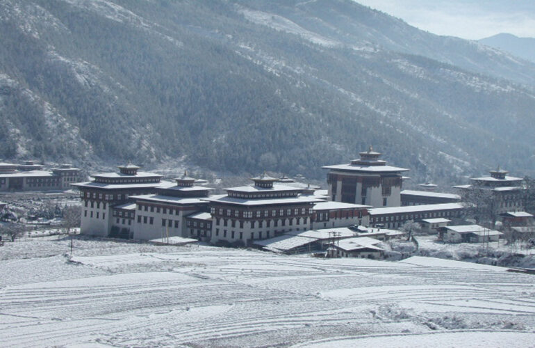 Thimphu in snow.