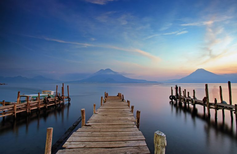 Sunset at the Panajachel Pier on Lake Atitlan